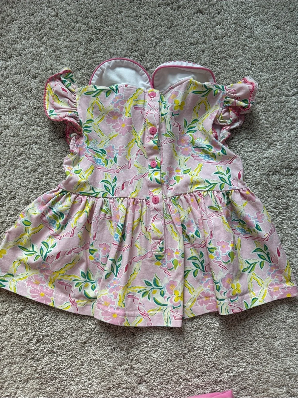Toddler Floral Pink Dress Set with Bloomers and jelly tote